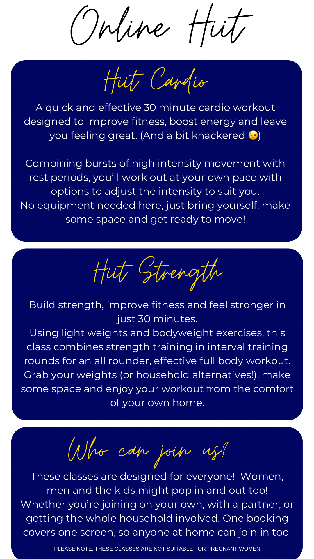 HIIT fitness classes information